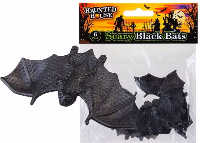 VFM e-Store Halloween Black Bat Party Decorations, Pack of 6 Plastic Props
