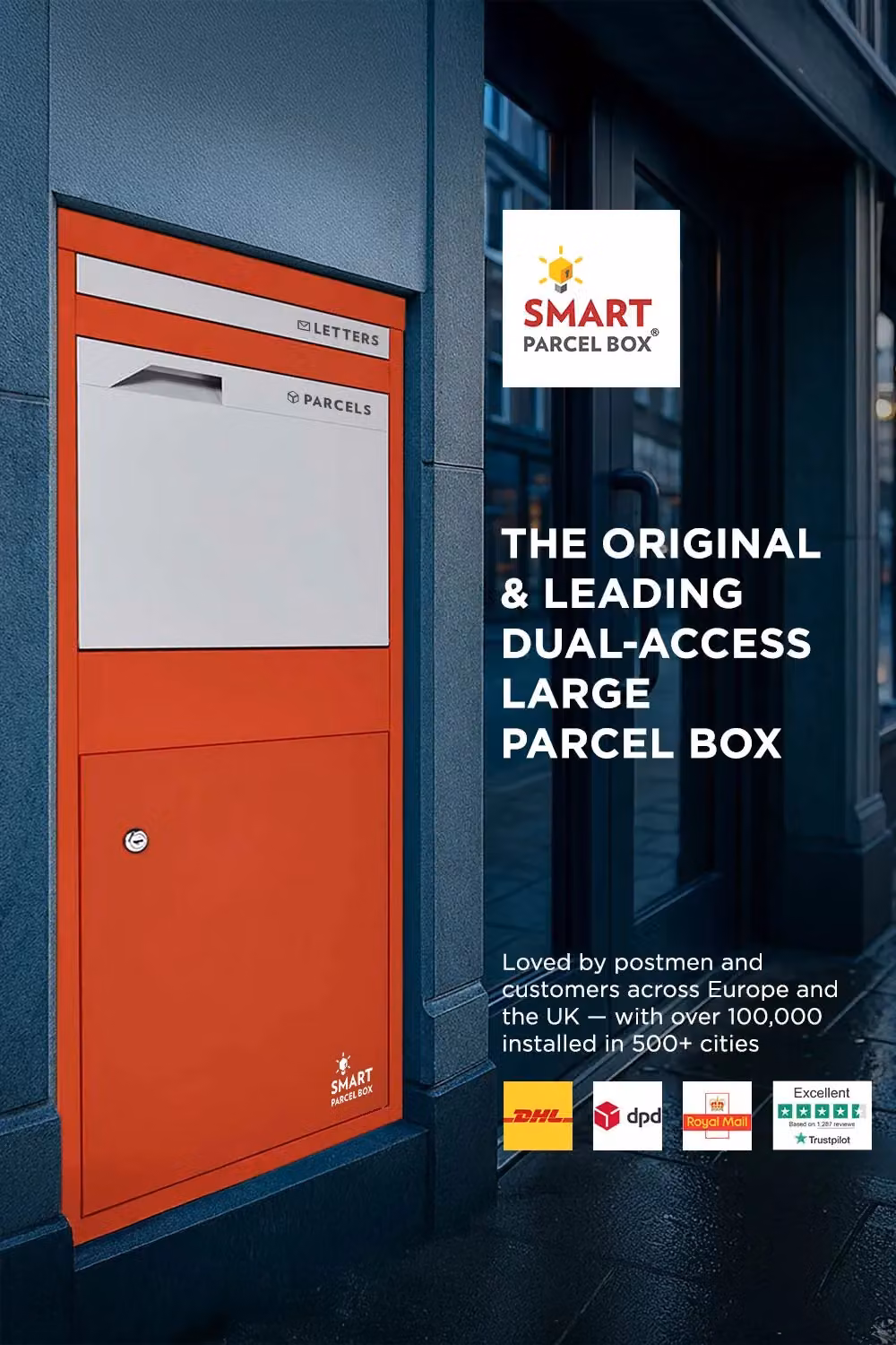 Homescapes Smart Parcel Box Large Red Steel Wall-Mounted Secure Delivery Box – 2