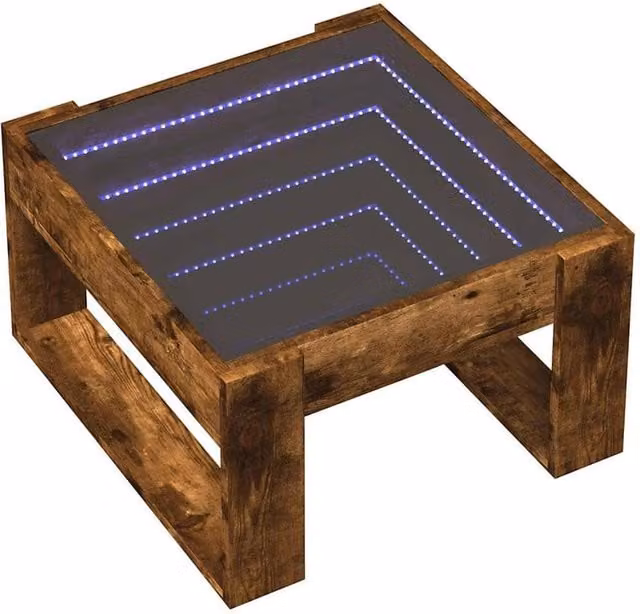 Berkfield Home Infinity LED Decorative Coffee Table in Smoked Oak and Brown, W: 50 cm, D: 53 cm, H: 30 cm – 1