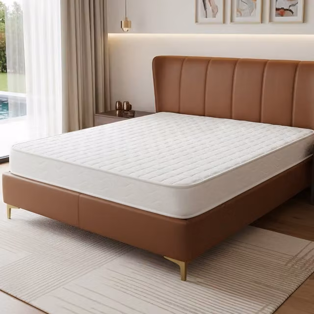 Livingandhome Fireproof White Knit Fabric Spring Mattress, W/D/H: 90 x 190 cm
