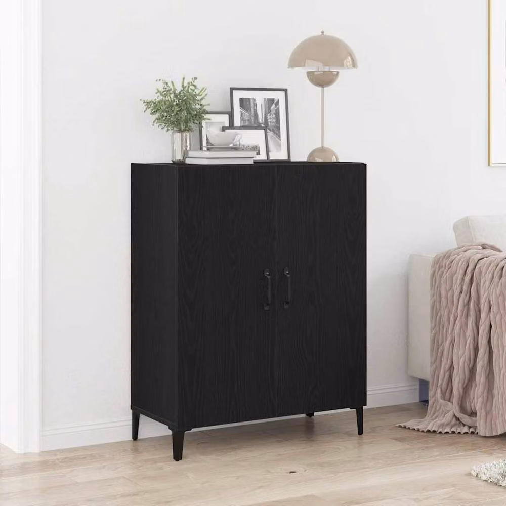 Berkfield Home Black Oak Sideboard, W: 69.5 cm, D: 34 cm, H: 90 cm – 2