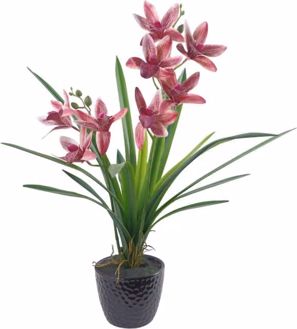 Large Pink Artificial Orchid in a Ceramic Planter