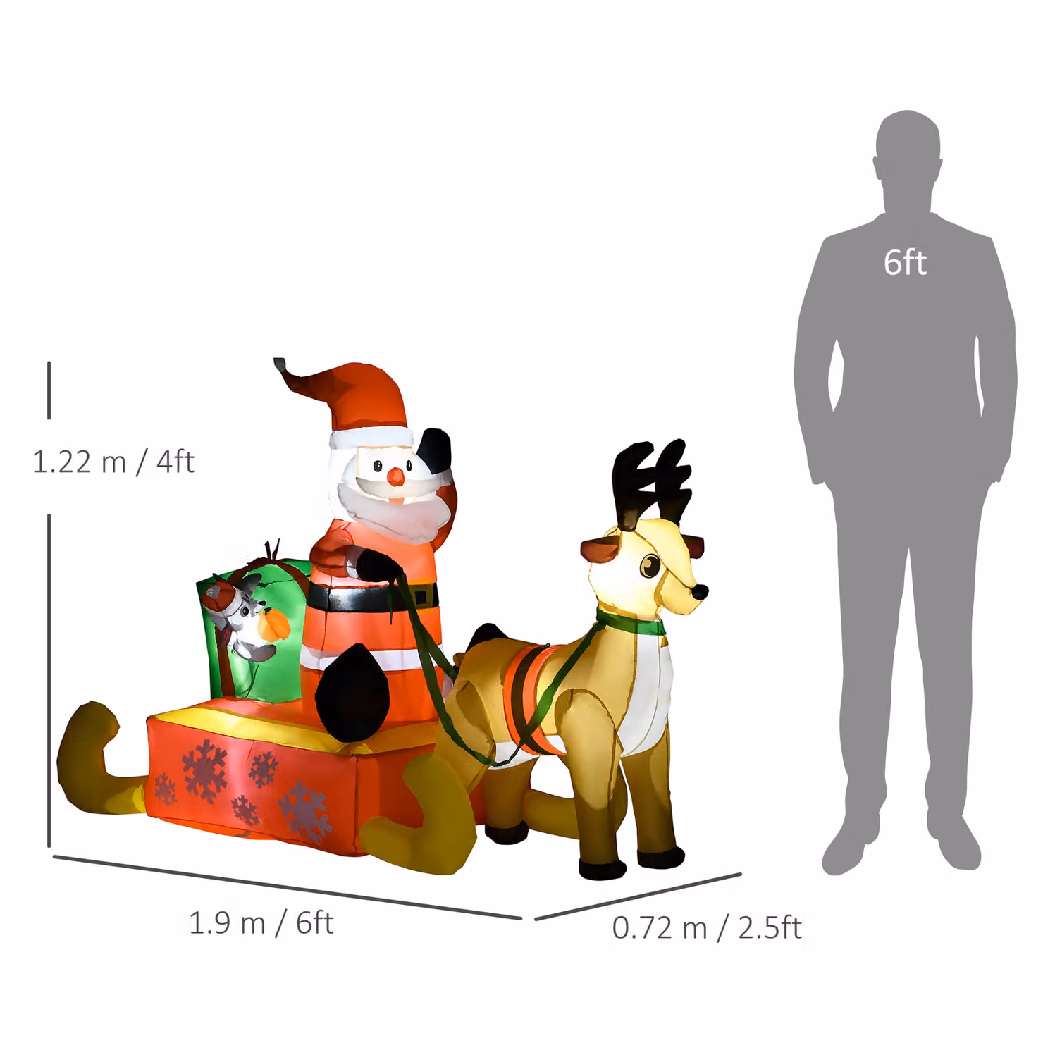 HOMCOM Inflatable Christmas Santa, Multicolour, Height: 122 cm – 3