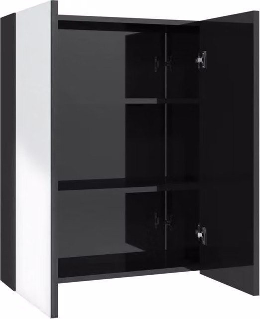 Berkfield Home Modern Glossy Black Bathroom Mirror Cabinet, W/D/H: 60 x 15 x 75 cm – 1