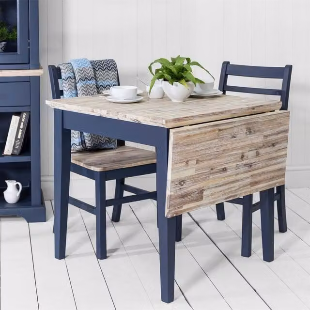 Statement Furniture Florence Square Extendable Acacia Wood Kitchen Dining Table in Blue – 1