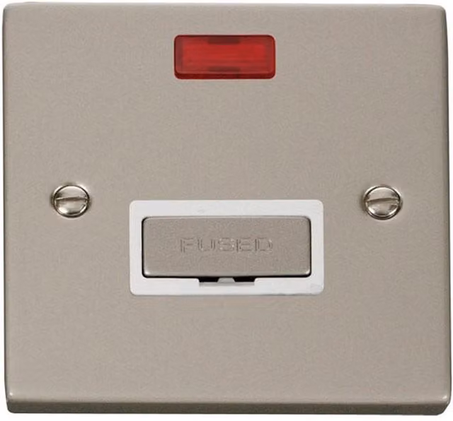 SE HOME White Flush Plastic 13A Fused Ingot Connection Socket with Neon Plate