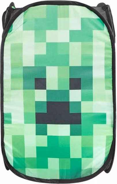 Minecraft Creeper 80L Collapsible Fabric Laundry Bin in Green with Handles