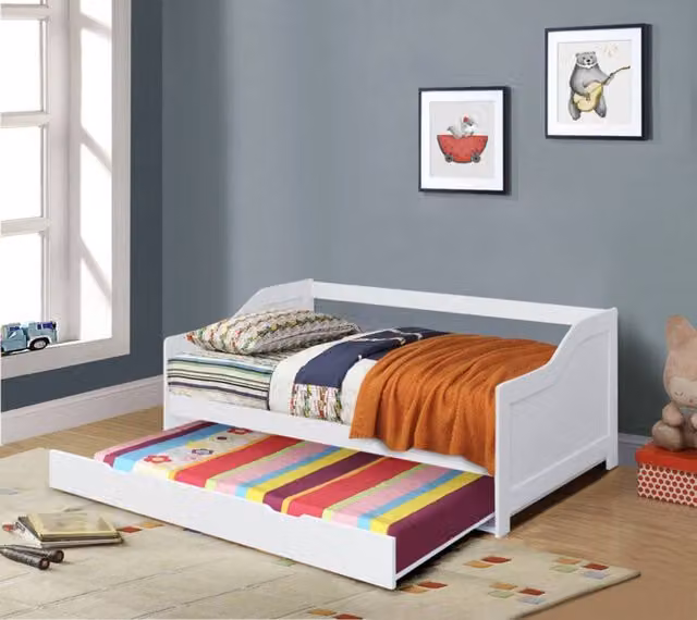 Comfy Living Ltd Single Solid Wood Trundle Bed with Drawers in White – 1