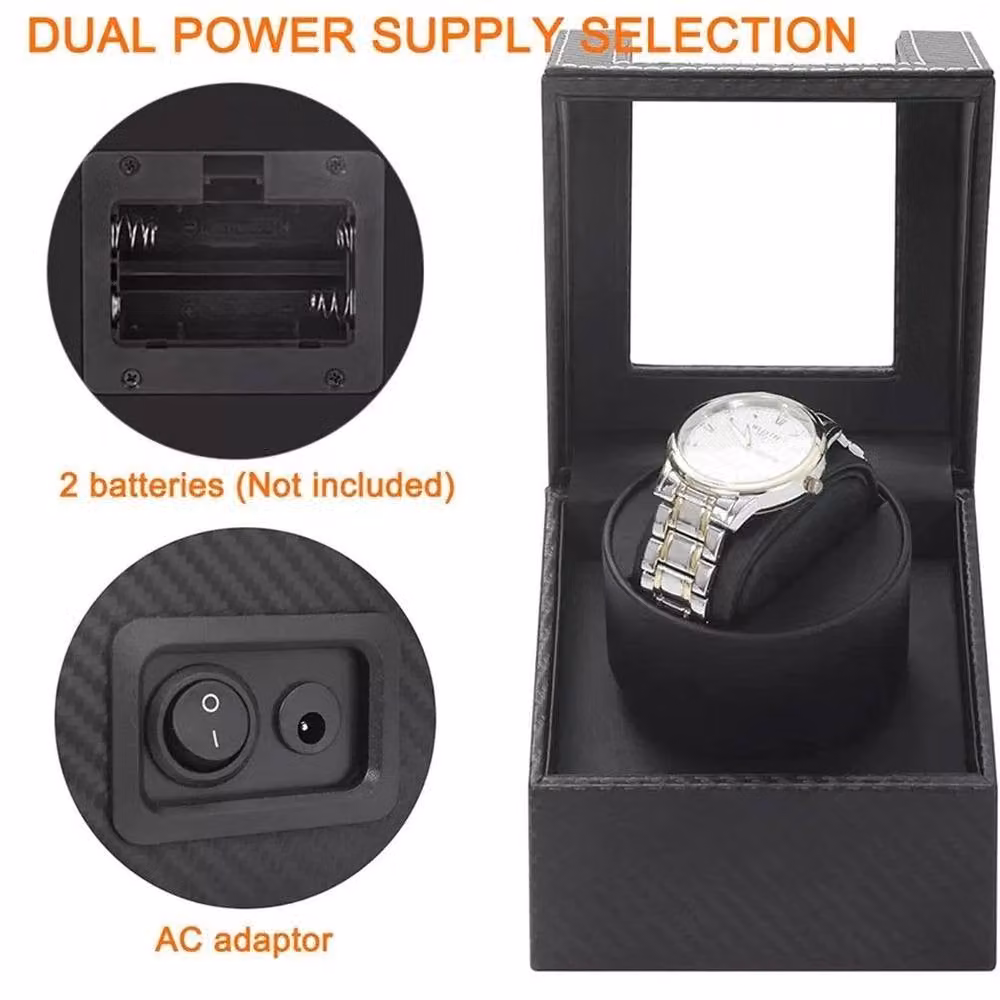 Kelvenix Single Automatic Watch Winder Display Case in Black – 4