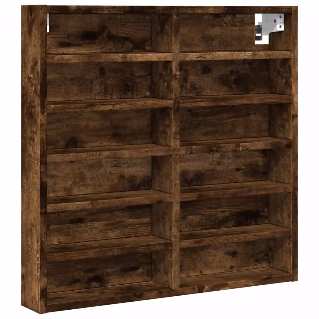 Berkfield Home Smoked Oak Vitrine Cabinet with Glass Doors, Brown, W/D/H: 60 x 8.5 x 58 cm – 2