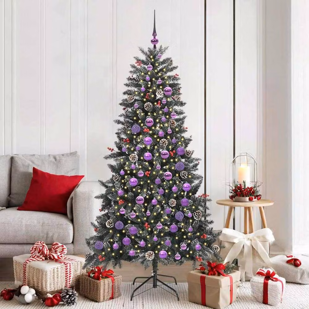 Berkfield Home Green Artificial Christmas Tree with 300 LEDs, W/D/H: 99 x 99 x 180 cm – 2