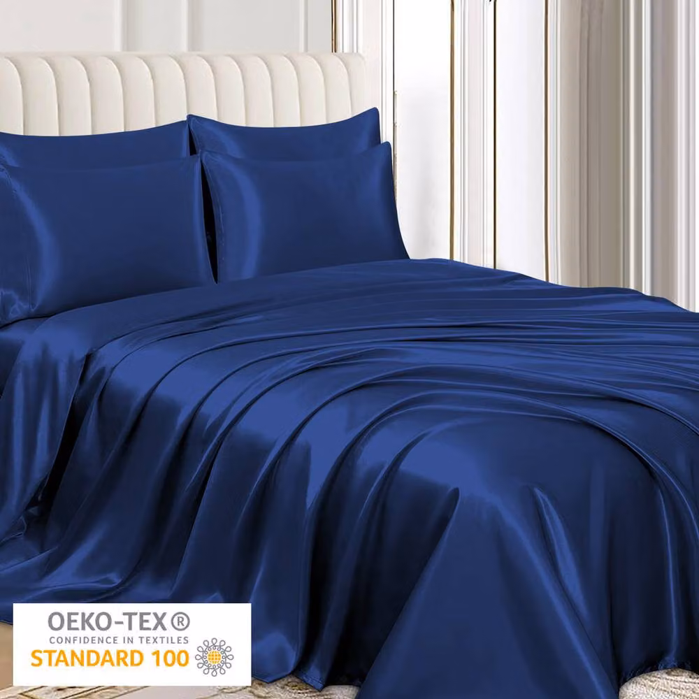 Grace Pack of 4 Blue Satin Silk Pillow Cases, W/D/H: 50 x 70 cm – 3
