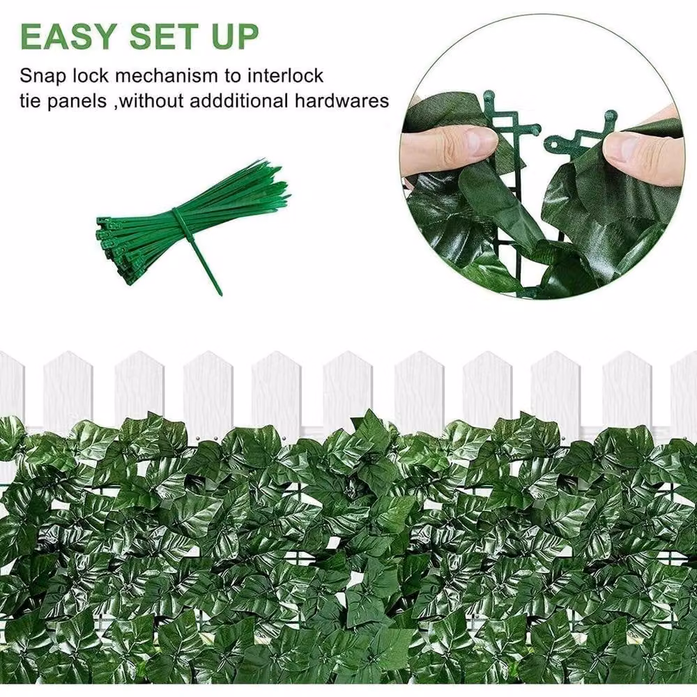 NESTLUNE Artificial Ivy Leaf Garden Hedge Fence in Green, W: 100 cm – 5
