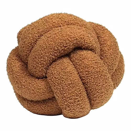 Boucle Knot Fleece Cushion in Orange, W/D/H: 30 x 30 x 30 cm – 1