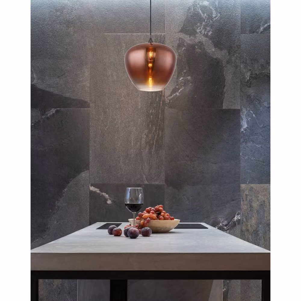 Netlighting Maxy Dome Pendant Light in Matt Black and Copper with Transparent Glass Shade, E27, Diameter: 40 cm – 2