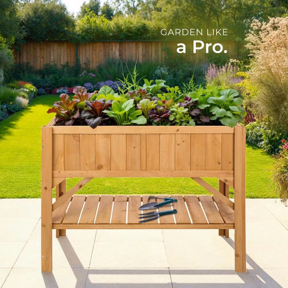 tectake Wooden Raised Bed in Brown, W/D/H: 119 x 57 x 90 cm – 7