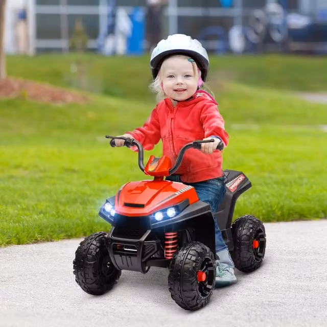 AIYAPLAY 12V Kids Electric Quad Bike with Spring Suspension and Light and Sound Effects in Red