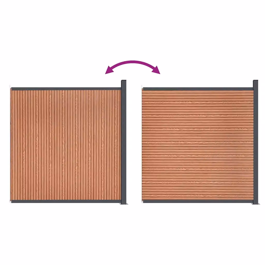 Berkfield Home WPC and Aluminium Fence Panel, Brown, W: 173 cm, H: 186 cm – 3