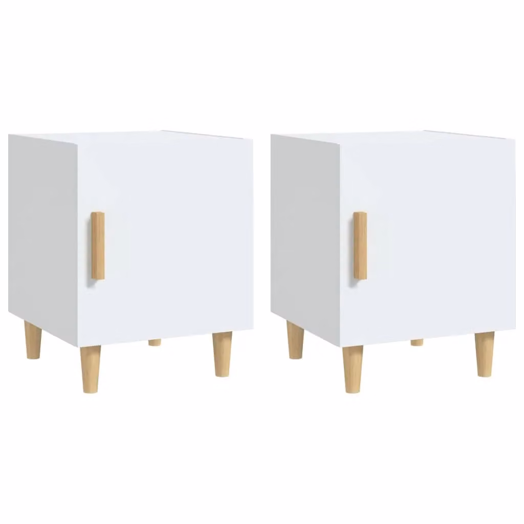 Berkfield Home Set of 2 White Matt Engineered Wood Wall Mounted Bedside Cabinets – 2