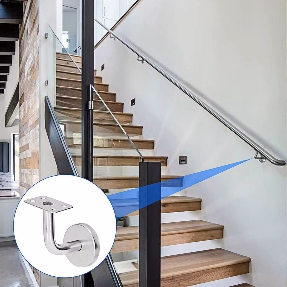 NESTLUNE 6-Pack Stainless Steel Stair Handrail Brackets in Silver, Length: 1000 cm, Width: 52 cm – 3