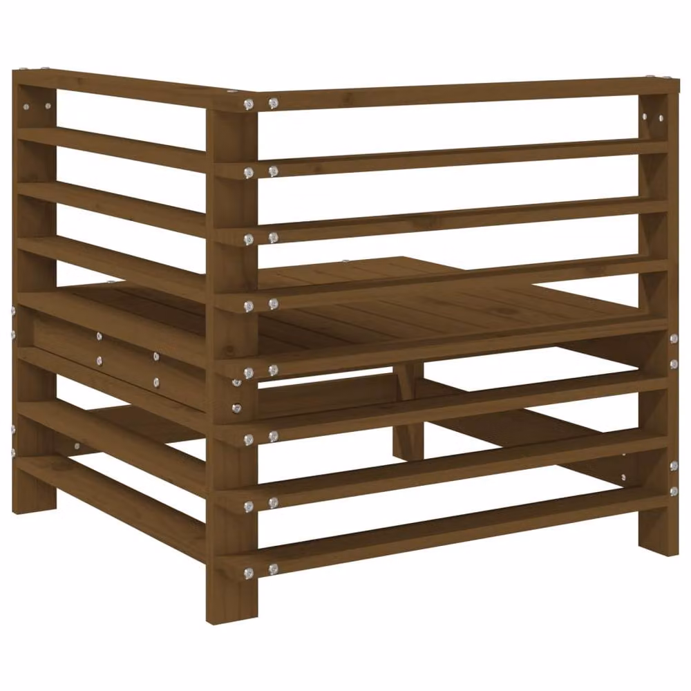 Berkfield Home Beautiful Garden Corner Sofa Set in Honey Brown Solid Pine Wood – 5