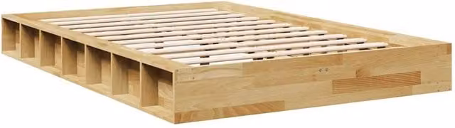 Berkfield Home Beautiful Solid Wood Bed Frame in Light Oak, W/D/H: 120 x 190 cm – 1