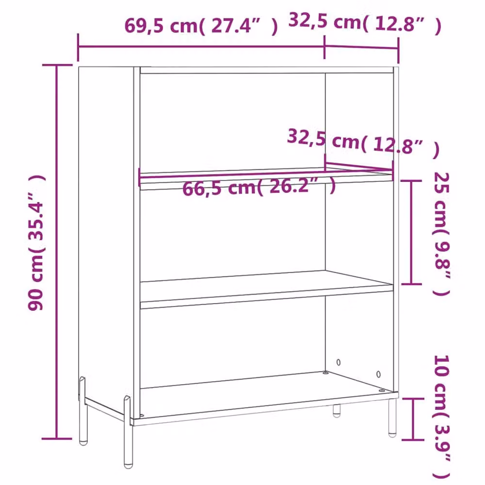 Berkfield Home Modern Black Shelf Cabinet, W/D/H: 69.5 x 32.5 x 90 cm – 5