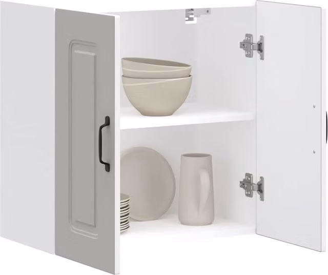 Berkfield Home Kalmar White Matt MDF Wall Mounted Kitchen Cabinet with Hinged Doors and Internal Shelves