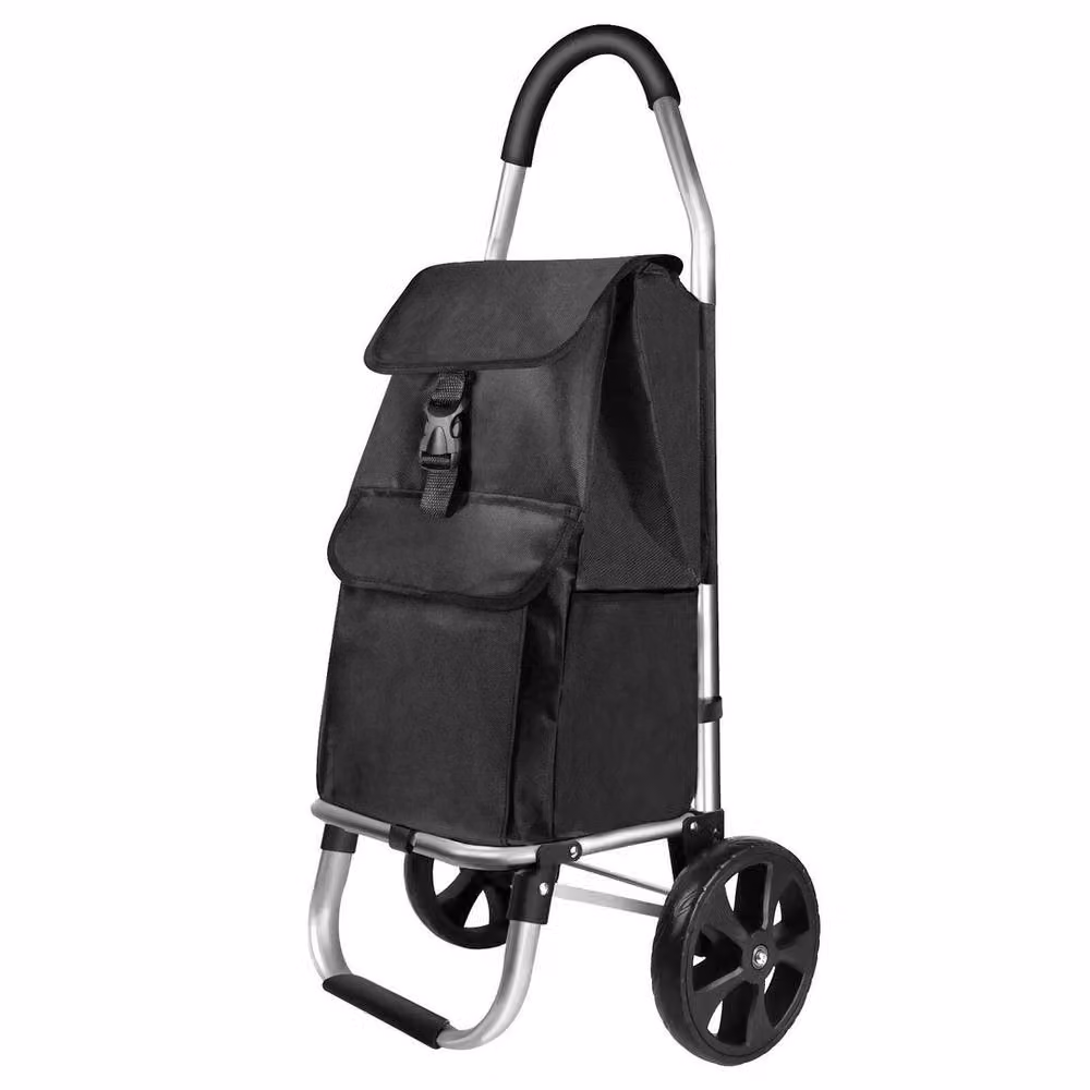EONLION Large 2 Wheel Folding Shopping Trolley, Black, Height: 100 cm – 4