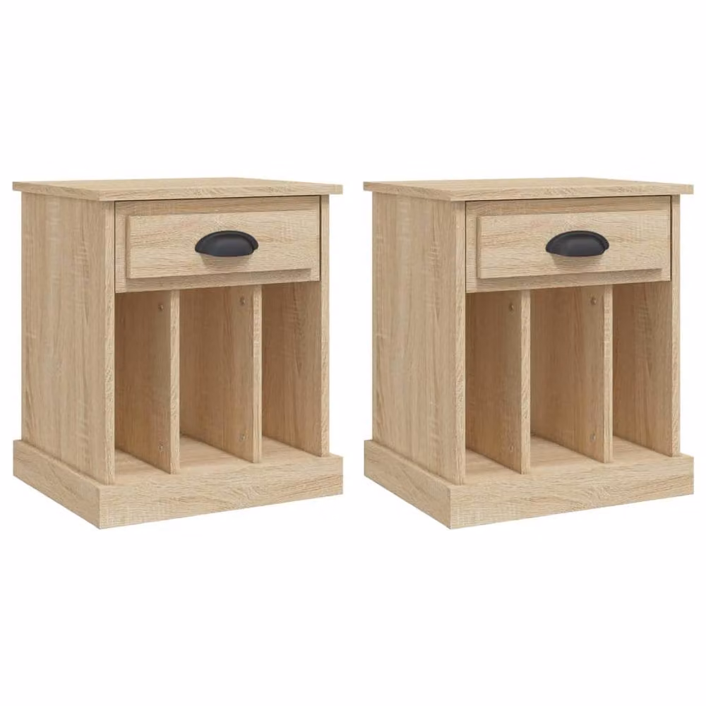 Berkfield Home Elegant Bedside Cabinets, 2 Piece Set in Sonoma Oak, Light Brown, W/D/H: 43 x 36 x 50 cm – 2