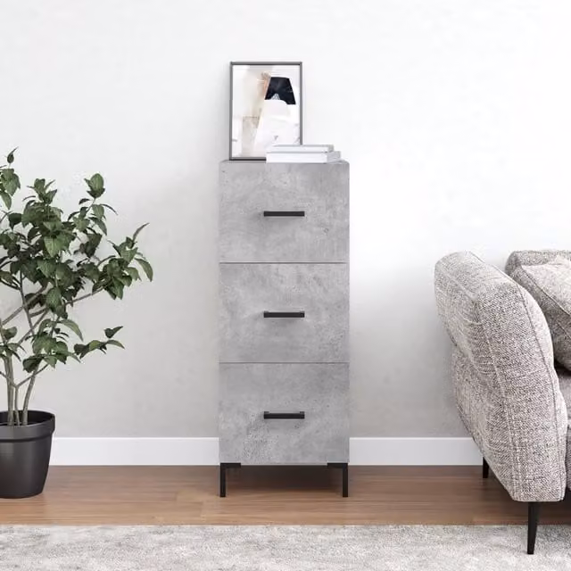 Berkfield Home Modern Sideboard in Concrete Grey, W/D/H: 34.5 x 34.0 x 90.0 cm