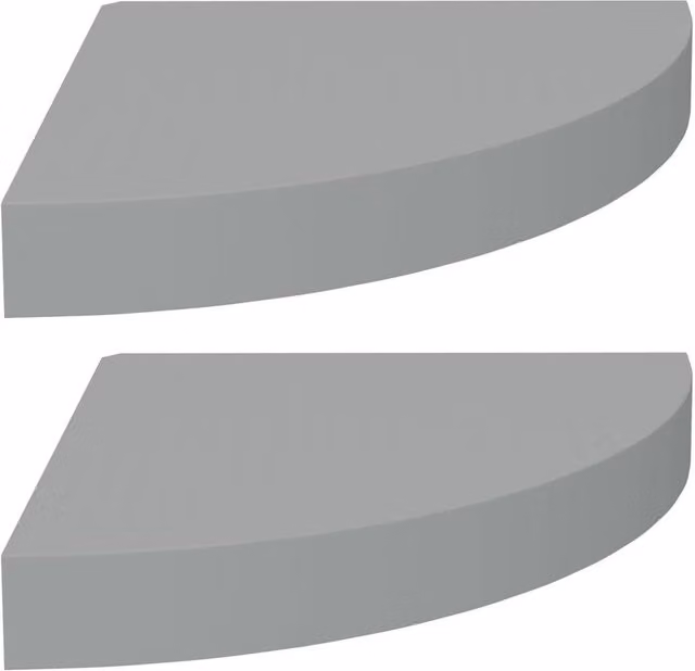 Berkfield Home Grey Floating Corner Shelves, 2 Pack, W/D/H: 25 x 25 x 3.8 cm
