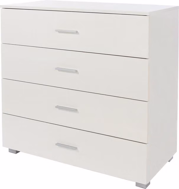 Core Products Ltd Lido 4 Drawer Chest in White and Silver Glossy Finish