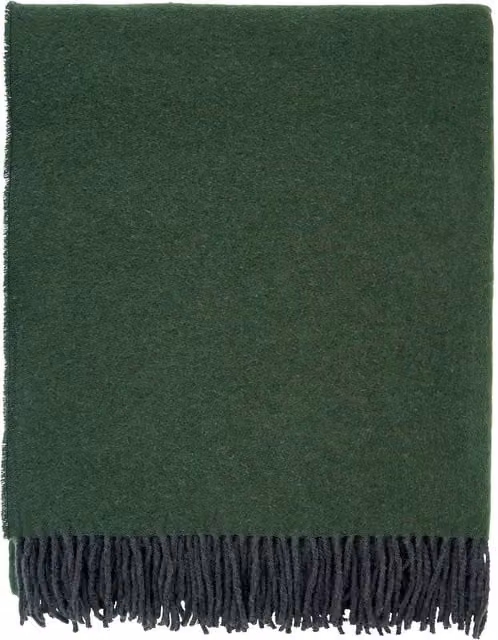 Bedeck of Belfast Reversible Checked Wool Throw with Fringes in Blue and Green – 1