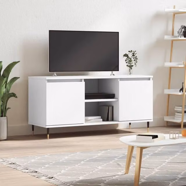 Berkfield Home Modern White TV Cabinet W/D/H: 104 x 35 x 50 cm
