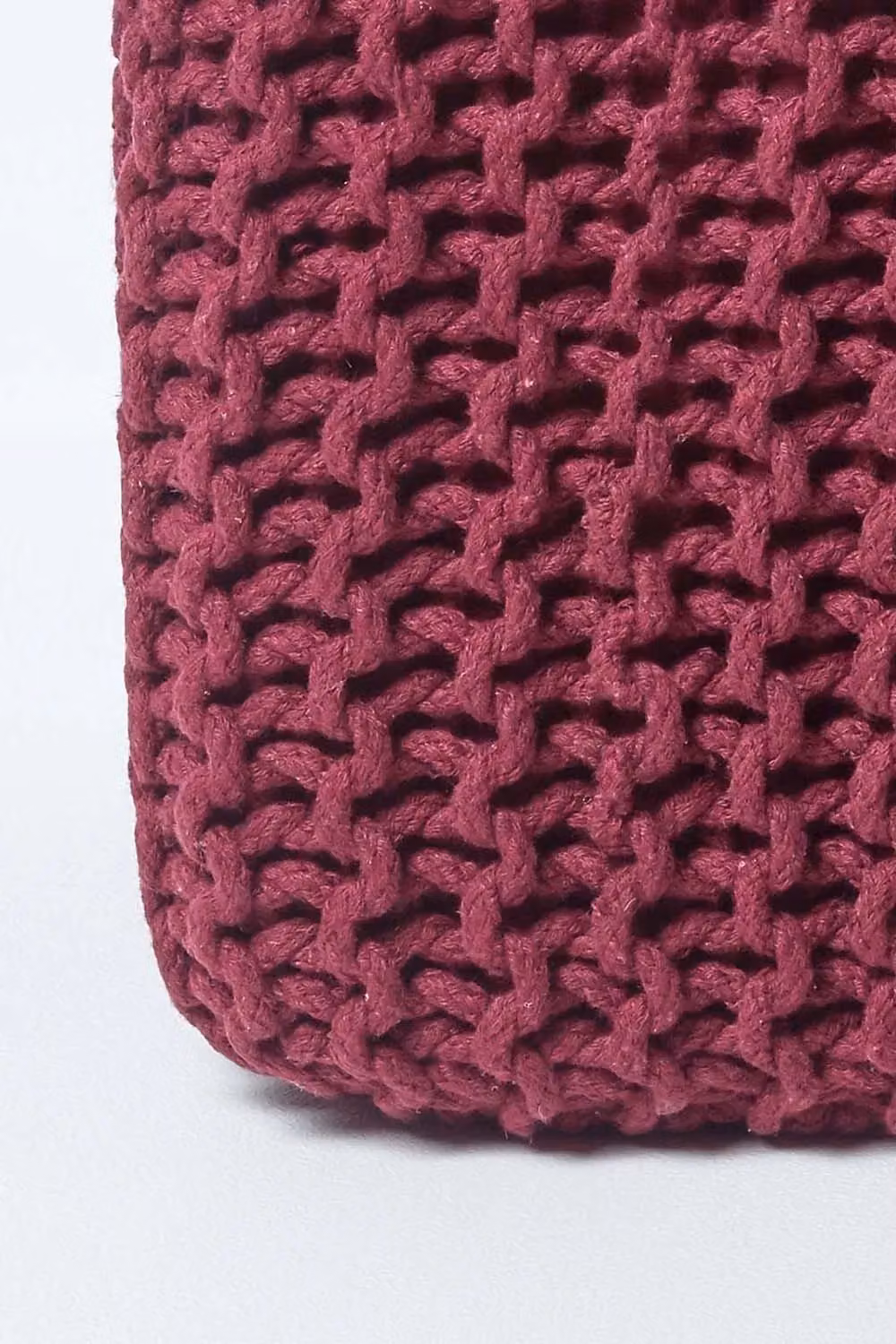 Homescapes Cube Cotton Knitted Pouffe Footstool in Purple – 3