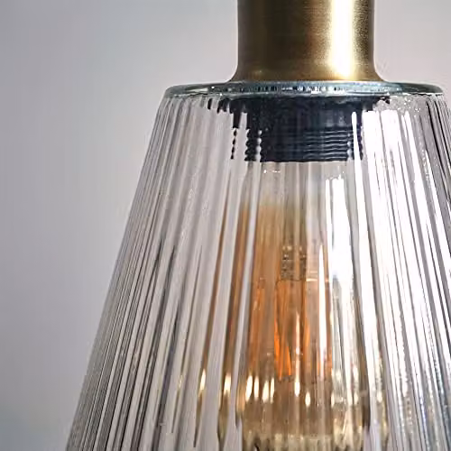 ValueLights Modern Gold and Transparent Glass Suspended Ceiling Pendant Light Fitting – 3