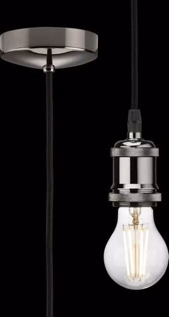 Netlighting E27 Vintage Pendant Set in Black and Silver Metal, 80W, IP20 – 2