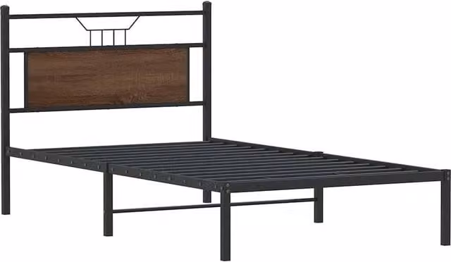 Berkfield Home Decorative Bed Frame in Brown Oak with Drawers, W/D/H: 107 x 203 x 91.5 cm – 1