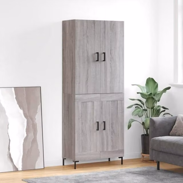 Berkfield Home Grey Sonoma Modern Highboard with Hinged Doors, H x W x D: 180 x 69.5 x 34 cm – 1