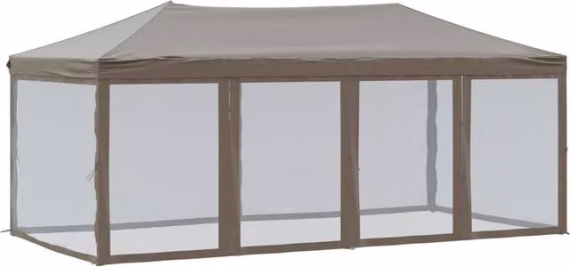 Berkfield Home Folding Party Tent with Sidewalls, Taupe, W: 6 m, D: 3 m