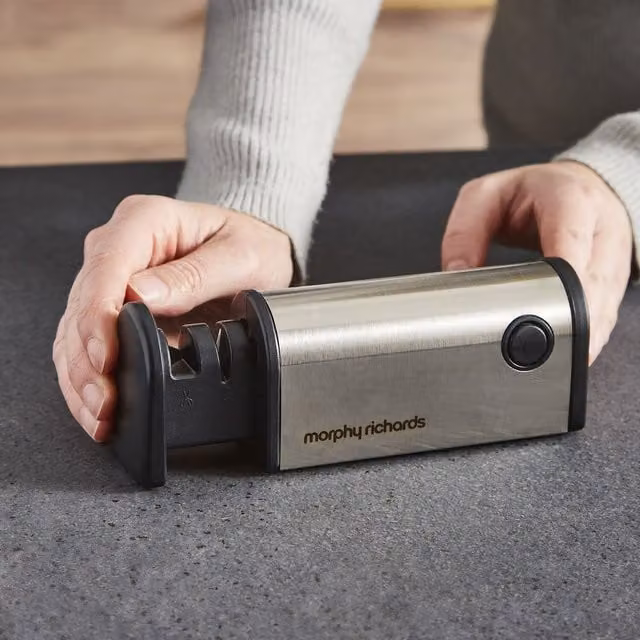 Morphy Richards 4 in 1 Retractable Knife Sharpener in Black and Silver