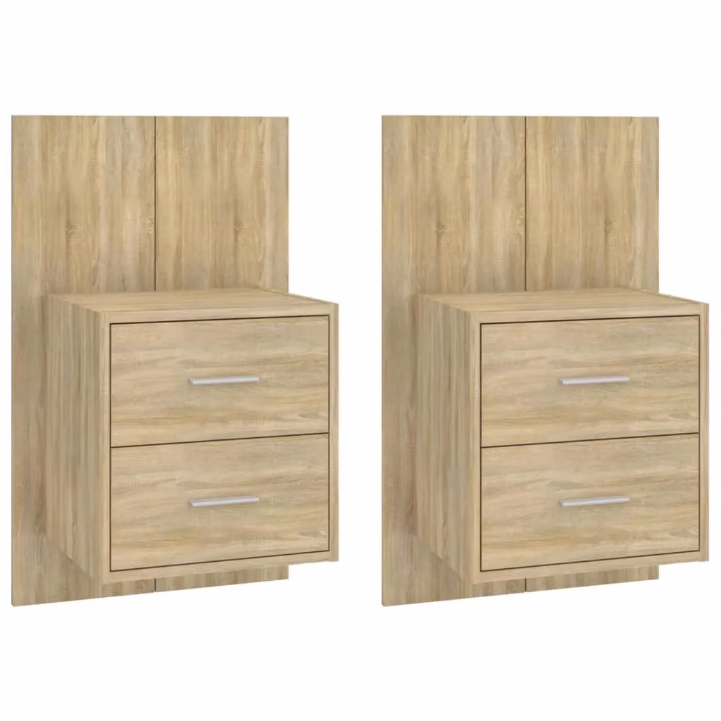 Berkfield Home Set of 2 Wall-mounted Bedside Cabinets in Sonoma Oak Brown – 2