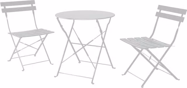 Gr8 Garden 3 Piece Grey Metal Folding Bistro Table and Chairs Set