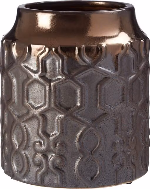 Premier Housewares Geometric Ceramic Tabletop Vase in Grey and Gold