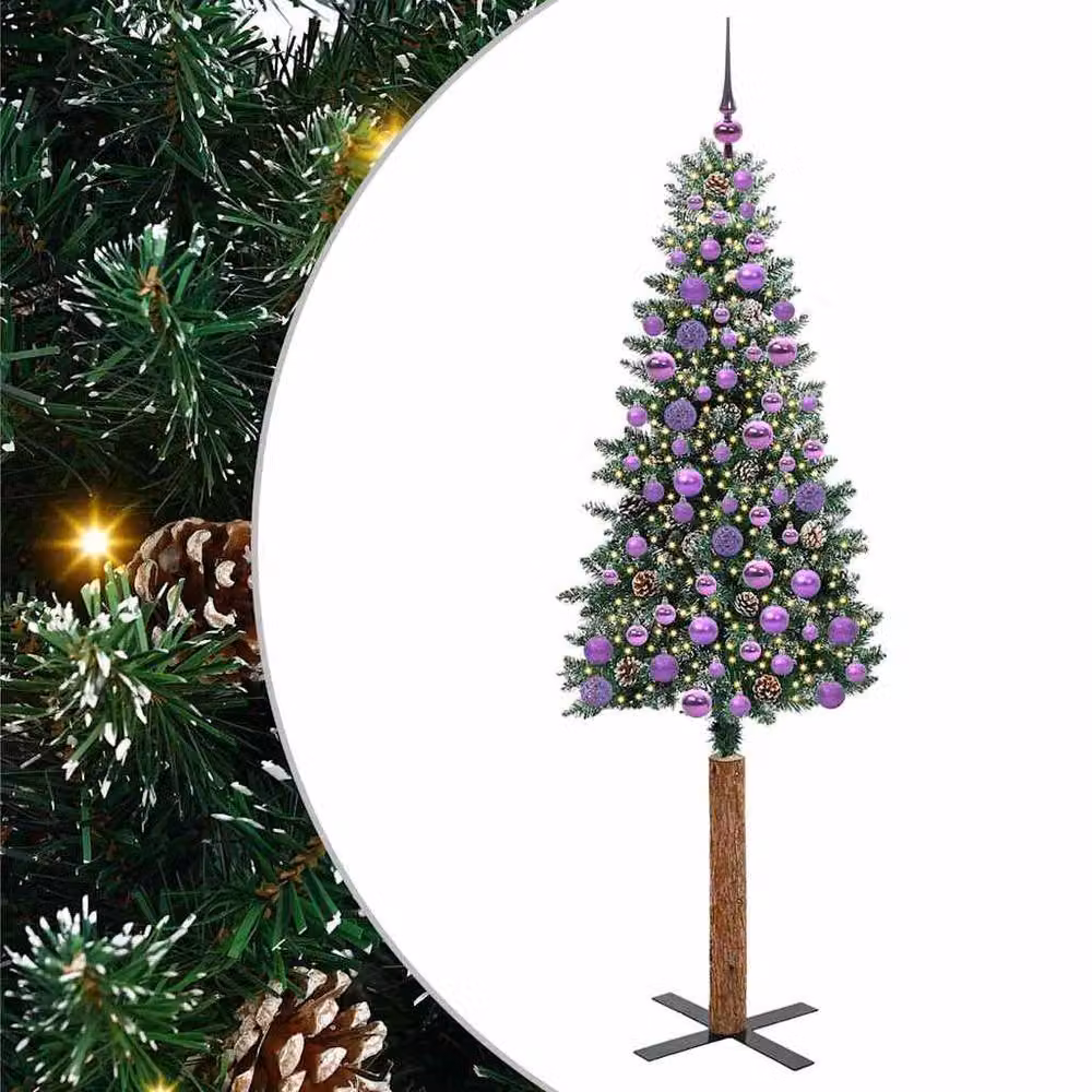 Berkfield Home Slim Christmas Tree with 300 LEDs in Green and White, Height: 180 cm – 2
