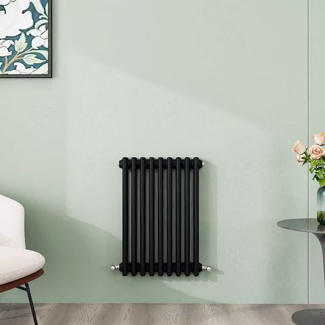 AicaBathroom Horizontal Traditional Cast Iron Style 3 Column Radiator in Black, H 42.5 cm x W 60 cm