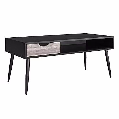 Dorel Home Copley Mid-Century Rectangular Coffee Table, Black and Brown, W: 107 cm, D: 50 cm, H: 46 cm – 3