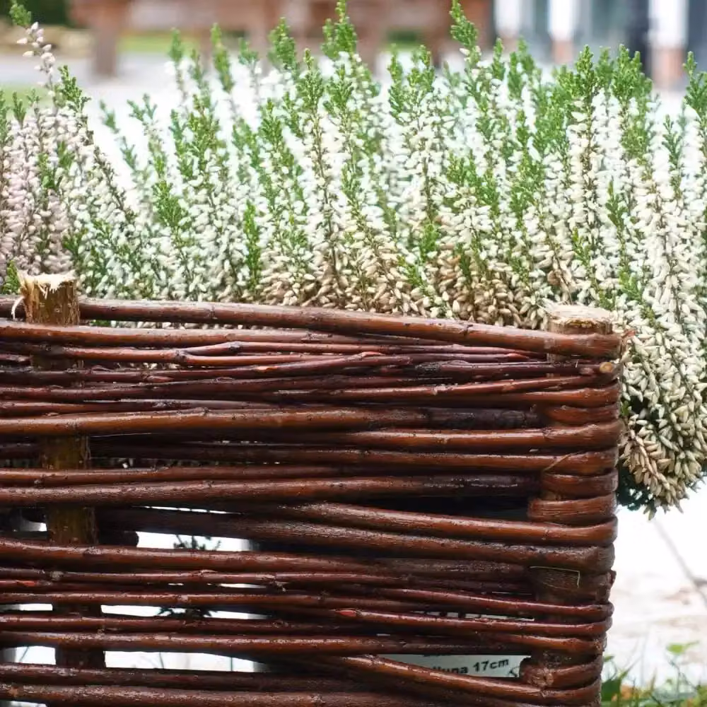 Woven Wood Willow Lawn Edging, 2 Pieces, Natural Brown, Height: 20 cm, Length: 2 m – 3