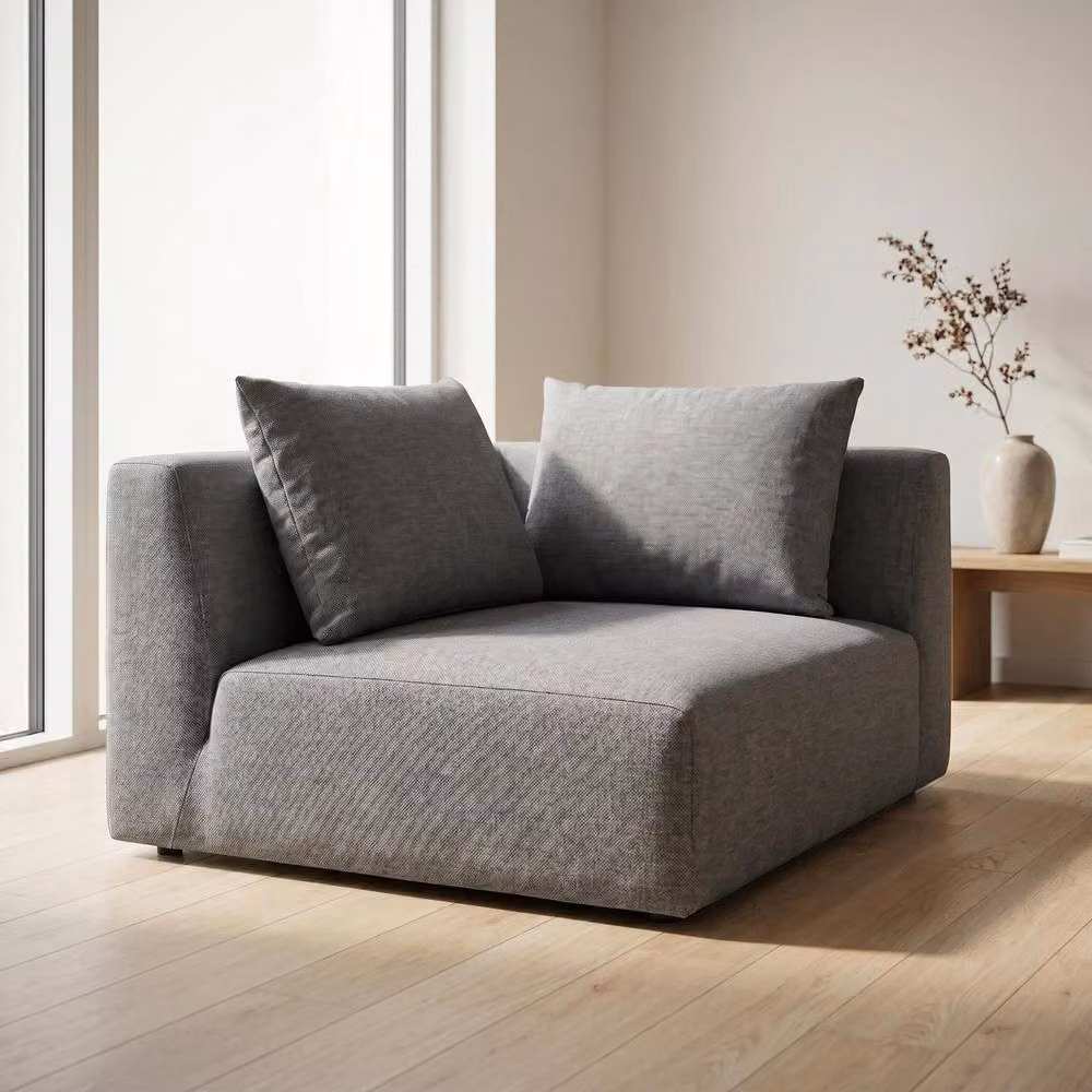 Abakus Direct Tokyo Corner Seat in Grey Brushed Tweed Fabric with Deep Seat – 4